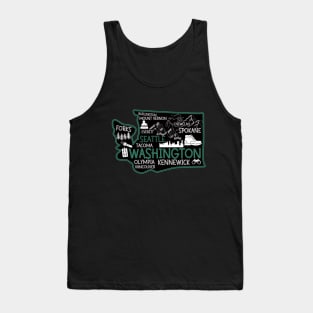 Washington Seattle cute map Tacoma Kennewick Forks Spokane Tank Top